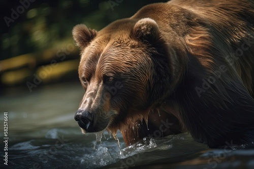 Formidable Kodiak Bear Roaming the Alaskan Wilderness, created with Generative AI technology © Seidl AI Agency