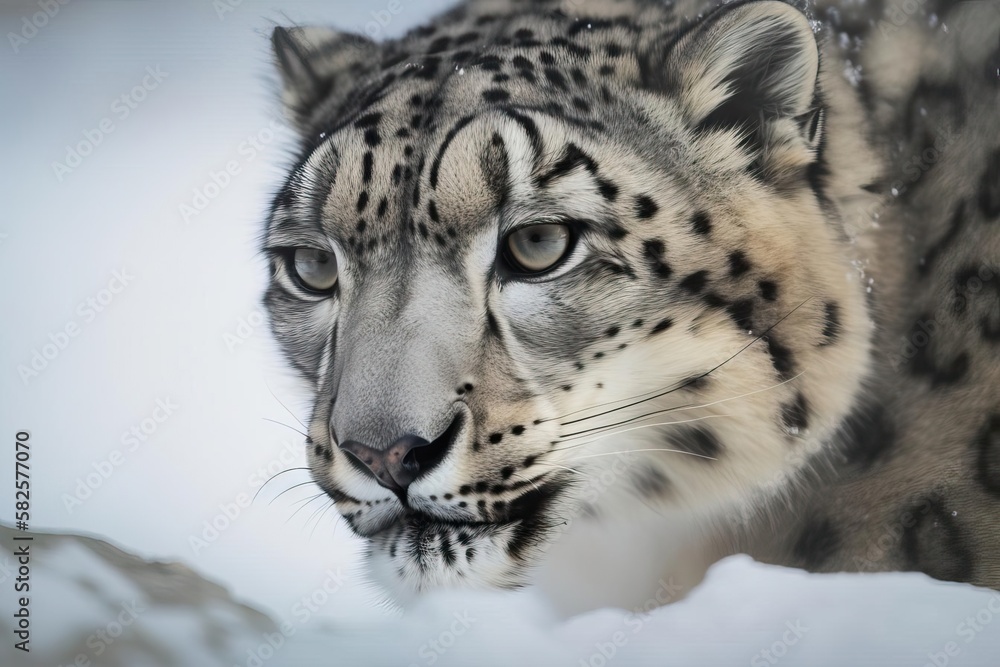 Enchanting Snow Leopard Stalking the Himalayan Mountains, created with Generative AI technology Enchanting Snow Leopard Stalking the Himalayan Mountains, created with Generative AI technology