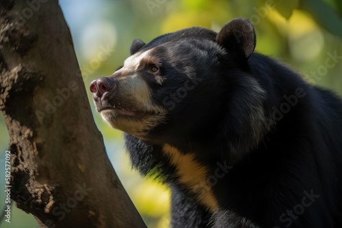Mysterious Spectacled Bear in the Andean Cloud Forest  created with Generative AI technology