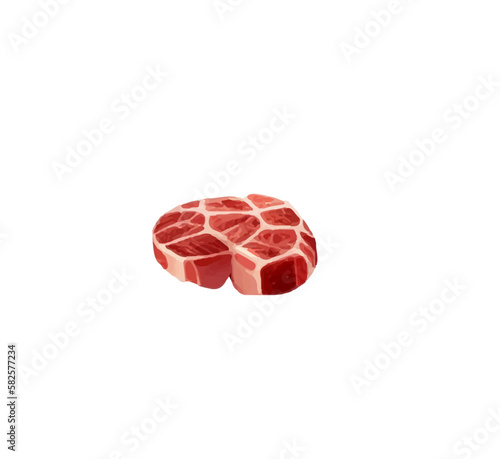 A piece of juicy meat cut into steaks on a white background. Vector illustration