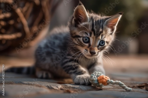 kitten playing with a toy. Generative AI