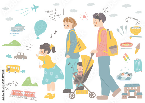 旅行のイラスト(カラフル)