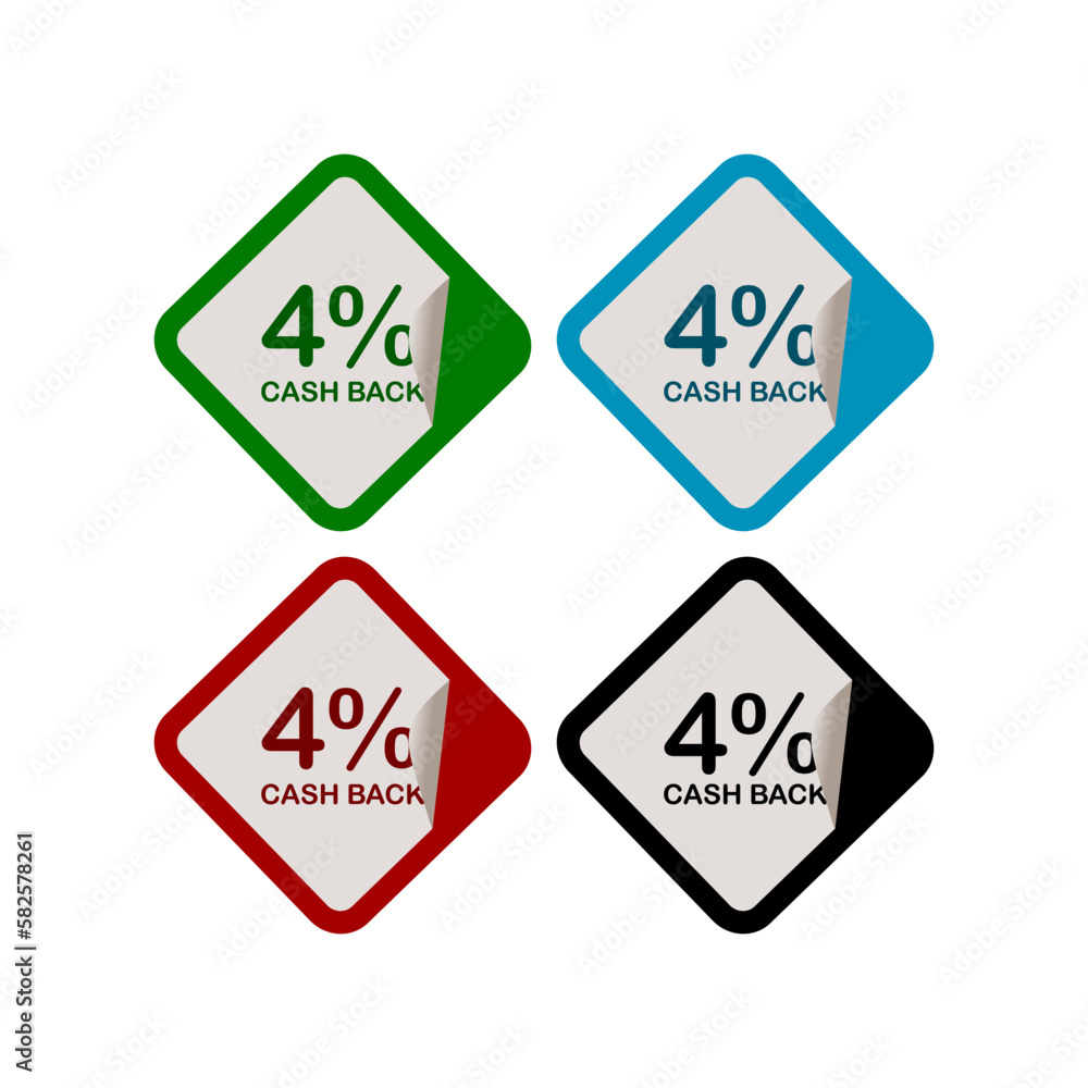 4% Cash Back, Campaign, Promotion , Product Label, Infographics Flat Icon, Peeling Sticker, Sign Isolated on White Background 4% Cash Back, Campaign, Promotion , Product Label, Infographics Flat Icon, Peeling Sticker, Sign Isolated on White Background