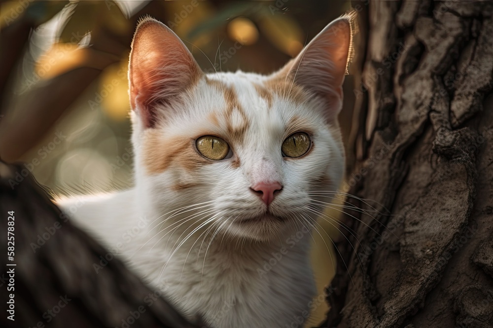 feline in a tree. Generative AI feline in a tree. Generative AI
