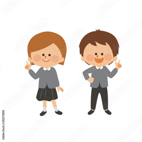 指差しする子供のイラスト素材