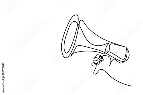 one human hand is holding a megaphone ads business line art
