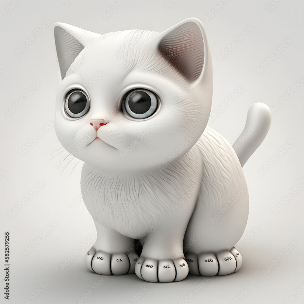 3D cat white background 3D cat white background