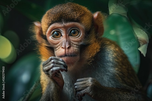 monkey's proboscis or a nasalis larva. Generative AI photo