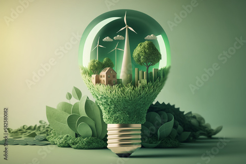 Clean Energy Transition, Renewable Energy, Wind Farm, Save the Planet. Generative AI