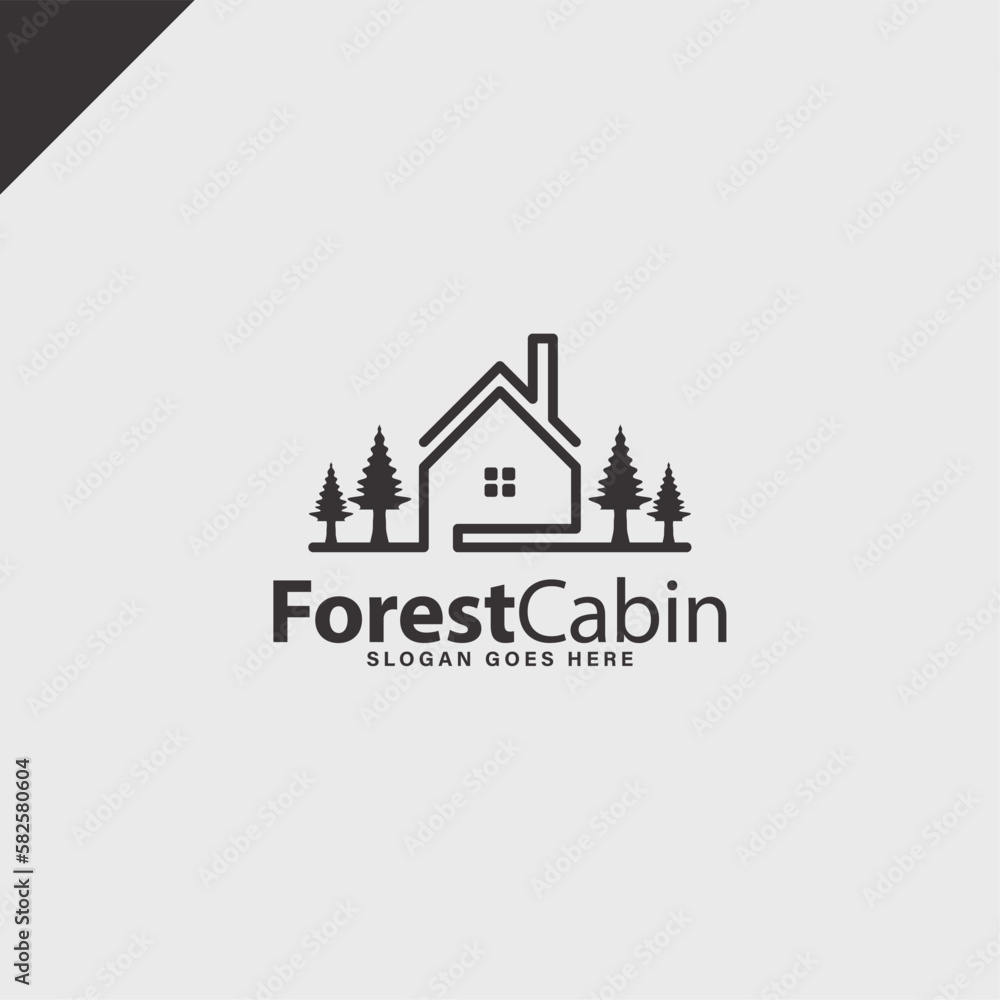 forest cabin rent logo simple design idea
