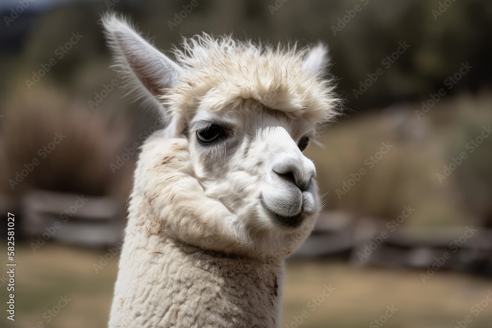 picture of a white lama. Generative AI