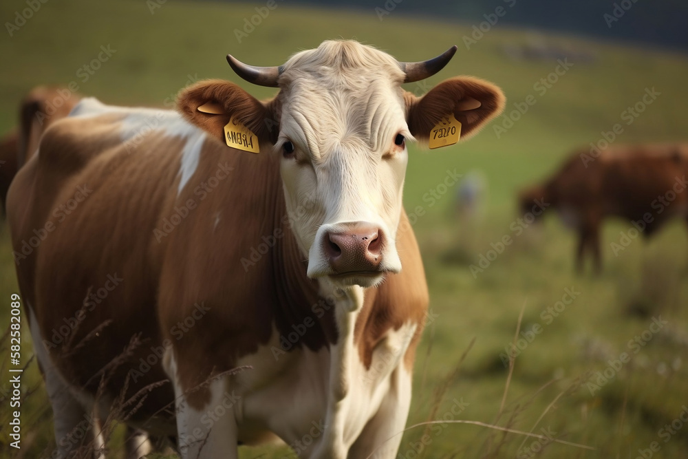 Cow in a field. AI-generated