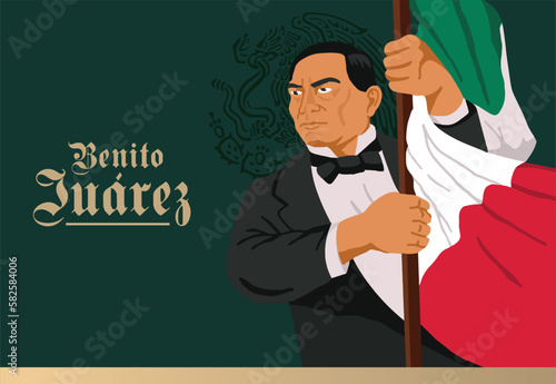 VECTORS. Illustration of Benito Juarez, Mexico’s former president and national hero. He led the country on the War of the Reform and the Second French Intervention photo