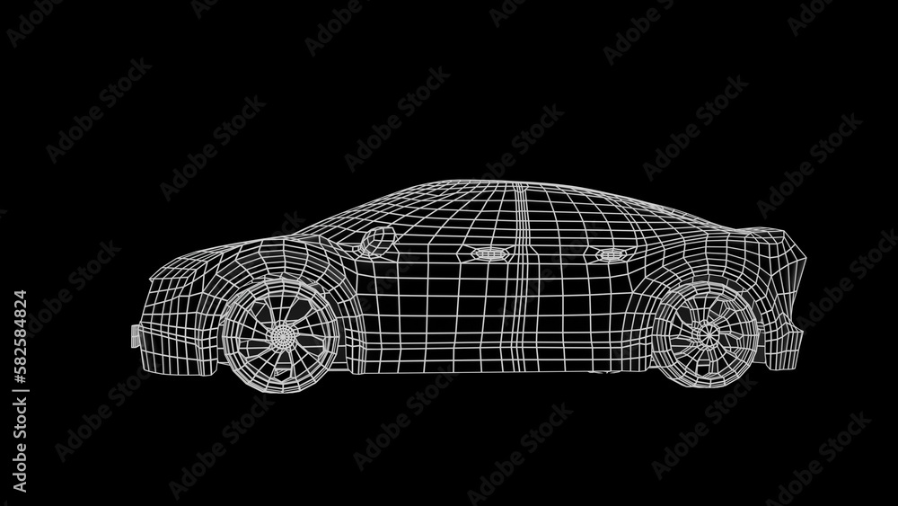 Naklejka premium car wireframe 3d