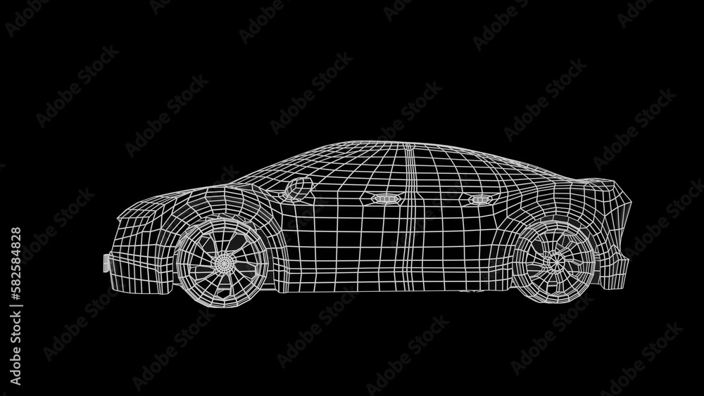 Naklejka premium car wireframe 3d