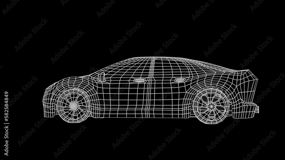 Naklejka premium car wireframe 3d