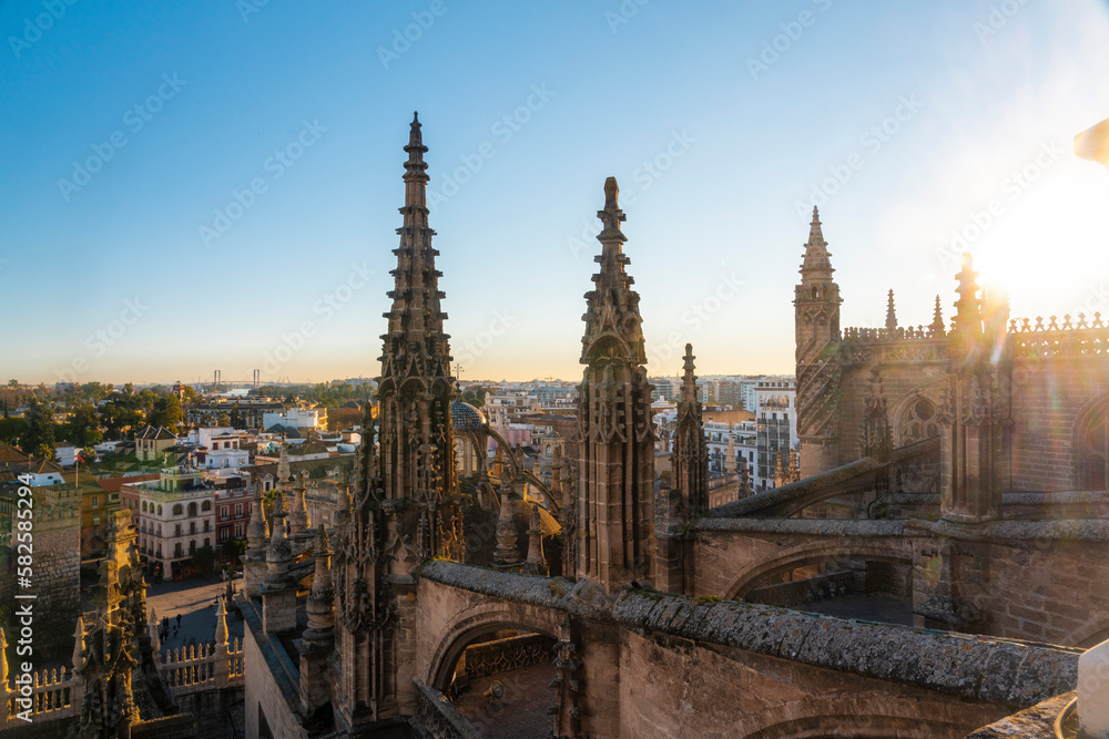 View of the historic center of Seville from the top of the Cathedral of Seville