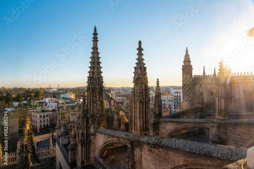 View of the historic center of Seville from the top of the Cathedral of Seville © TambolyPhotodesign