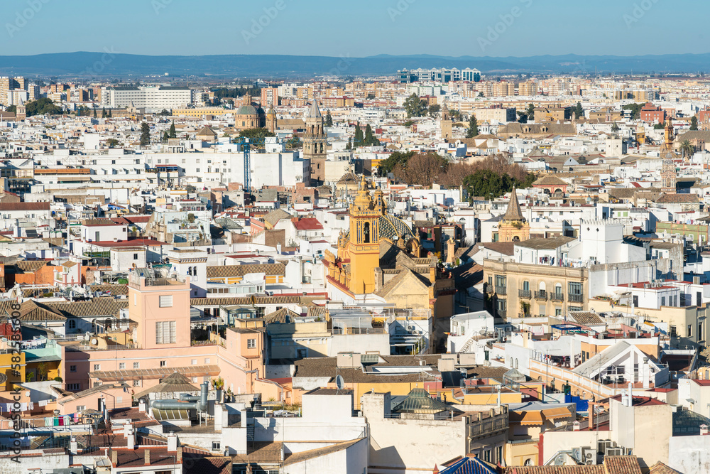 View of the historic center of Seville from the top of the Cathedral of Seville