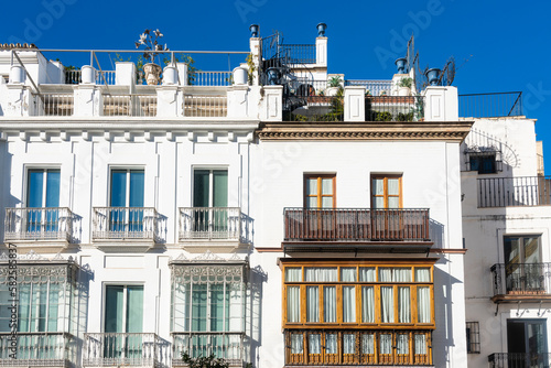 Historic buildings by the Cathedral of Seville in Andalusia, Spain