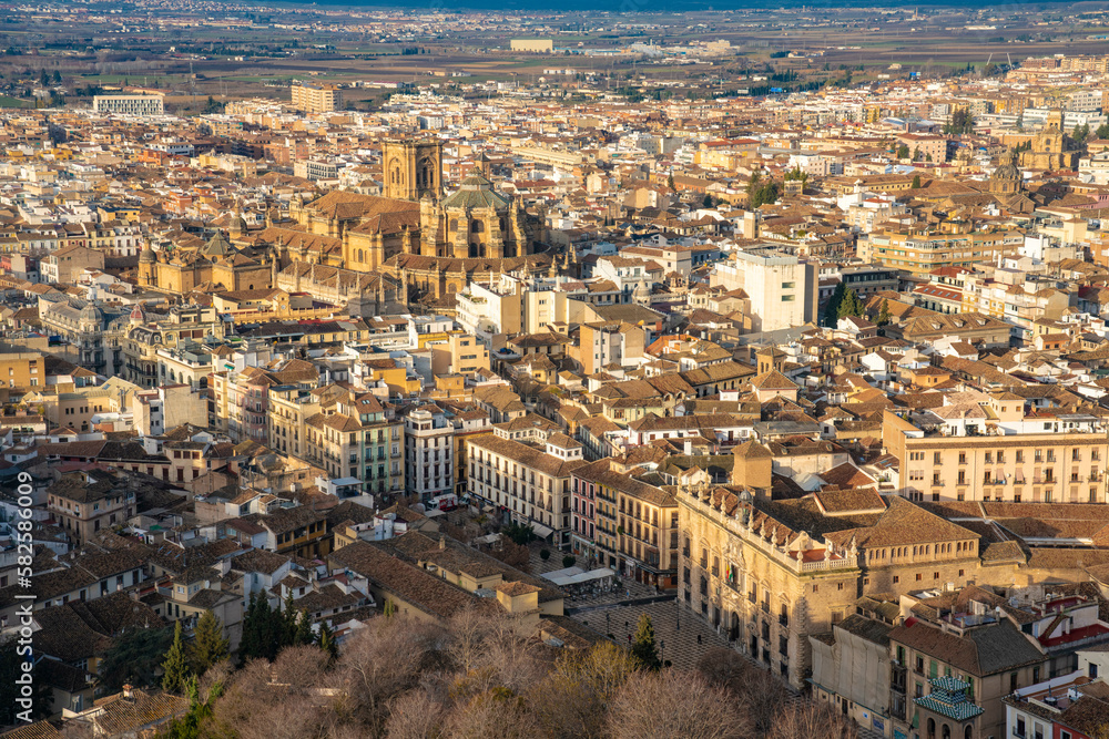 View of Granada historic quarters Albayzin, sacromonte