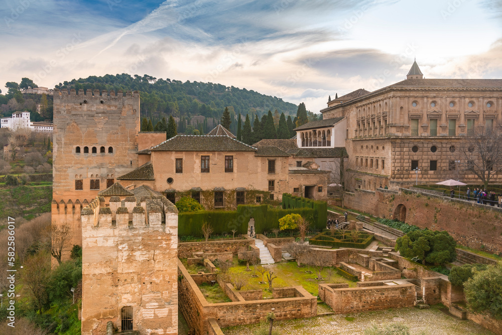 Alcazaba ruins at alhambra in Granada