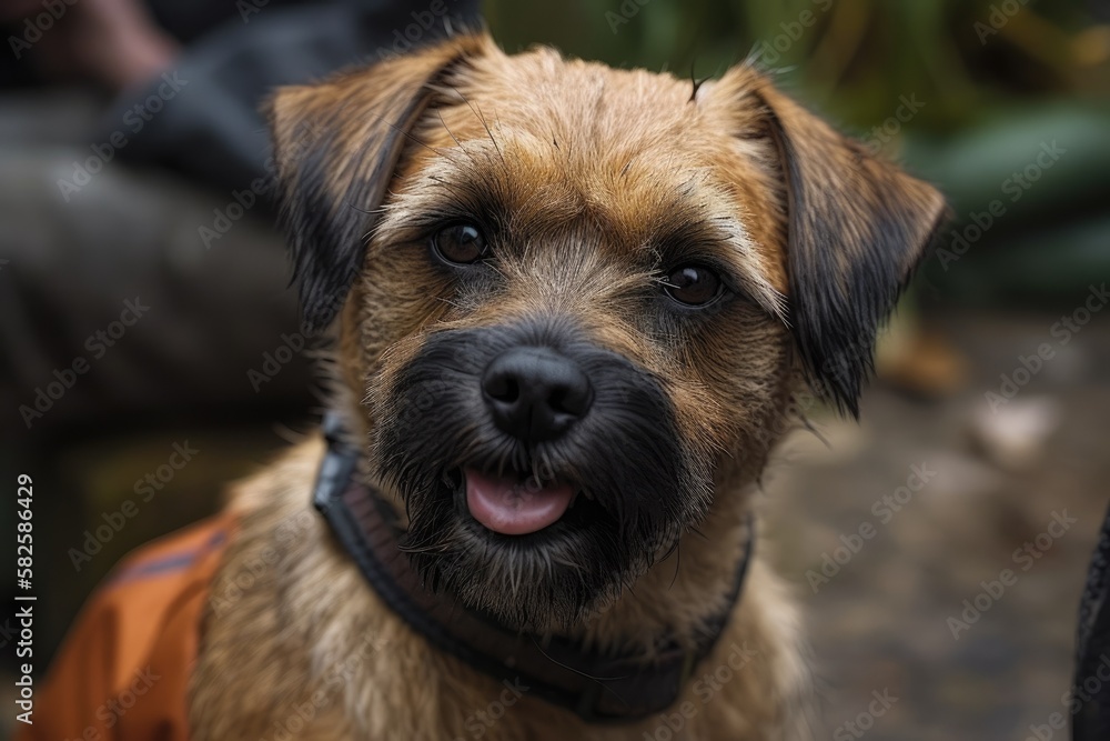 Dogs outside, dog face, dog jacket, dog looking. Generative AI Dogs outside, dog face, dog jacket, dog looking. Generative AI