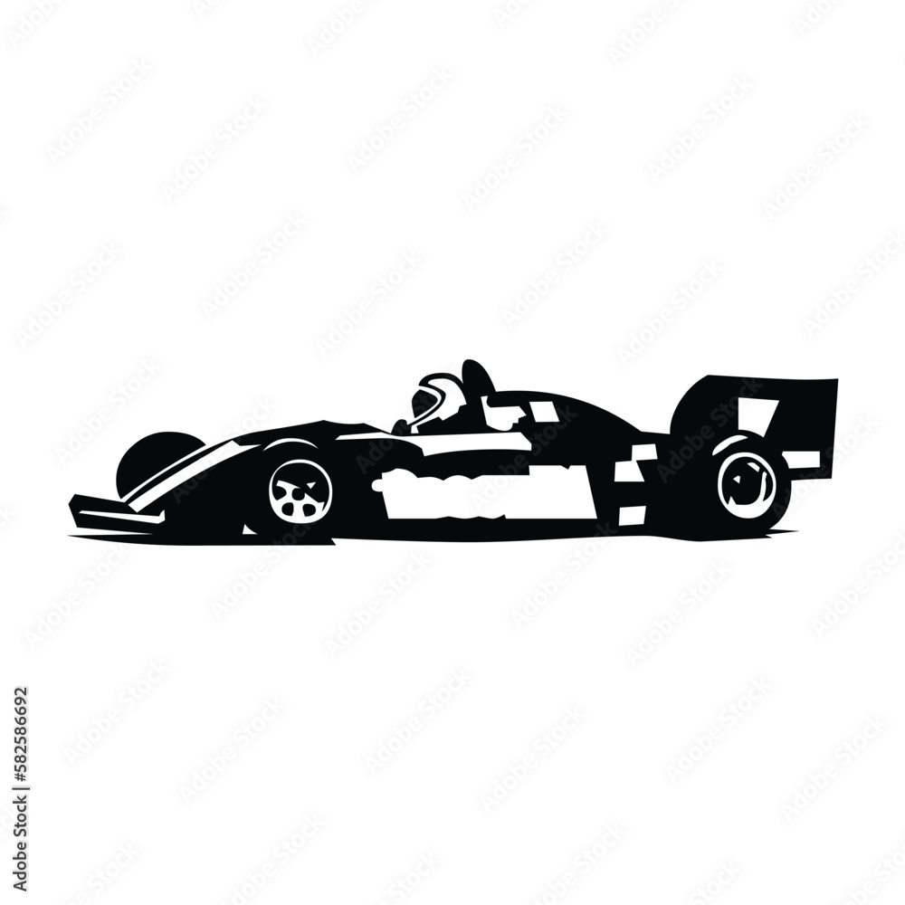 Racing Car vector sign design. Isolated a racing car which appears as a formula one vehicle, rally car.