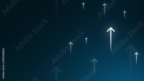 Business growth concept motion background loop, animation of arrows going up with copy space
