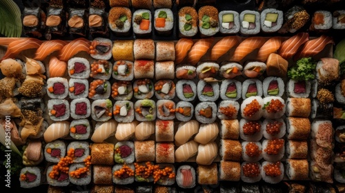 Big plate of fresh hand-made Sushi