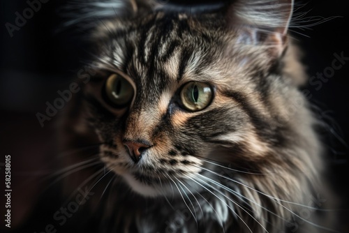 closeup of a cat portrait. Generative AI © AkuAku
