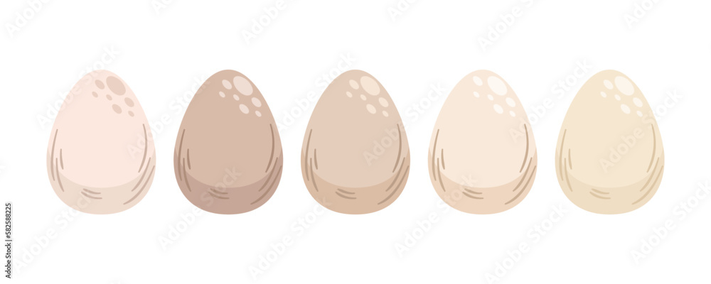 Kolekcja pięciu jajek w jasnych naturalnych kolorach. Jajka wielkanocne. Ilustracja wektorowa. Kolekcja pięciu jajek w jasnych naturalnych kolorach. Jajka wielkanocne. Ilustracja wektorowa.