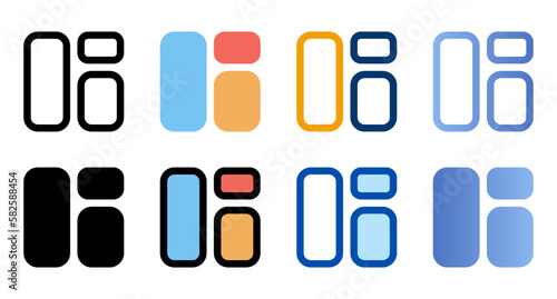 Grid icons in different style. Grid icons. Different style icons set. Vector illustration