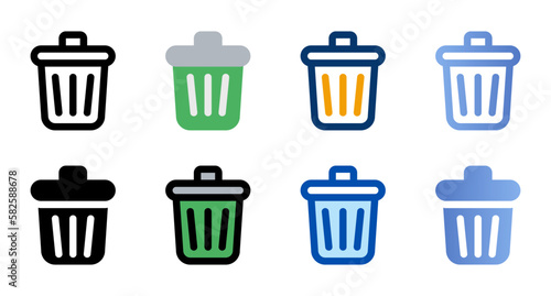 Delete icons in different style. Delete icons. Different style icons set. Vector illustration