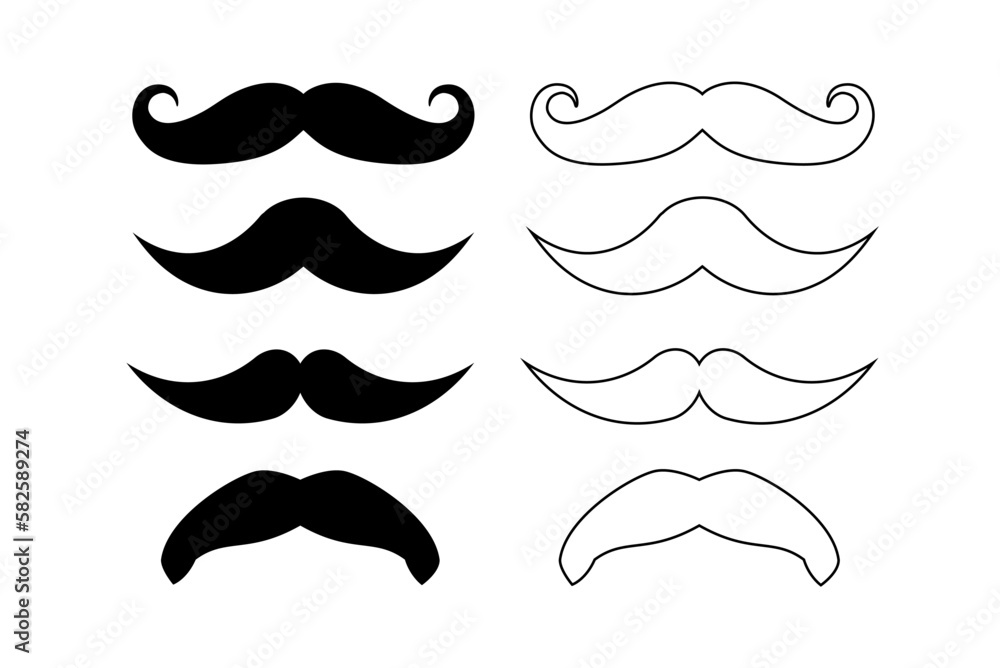Mustache collection, Mustache flat icon set Mustache collection, Mustache flat icon set