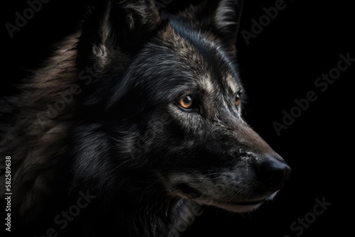 a wolf in black. Generative AI