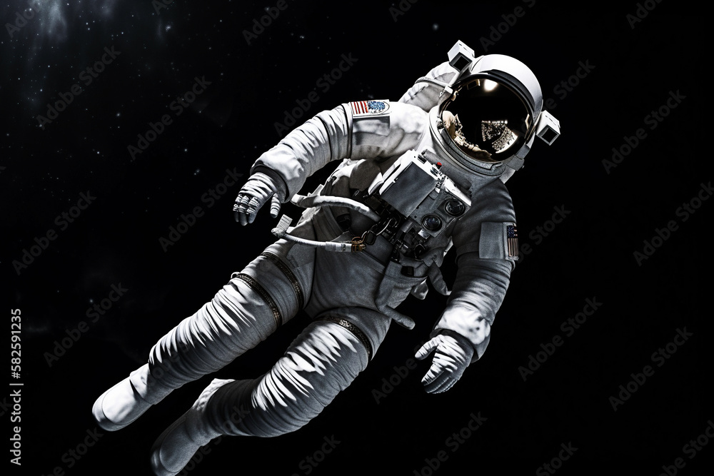 An astronaut floating weightlessly in space - Generative AI An astronaut floating weightlessly in space - Generative AI