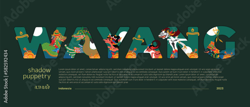 Indonesian puppets Modern flat design illustration for cover magazine