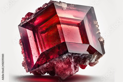 Beautiful red Ruby crystal. Generative AI