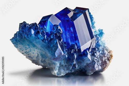 Beautiful blue Sapphire crystal. Generative AI photo