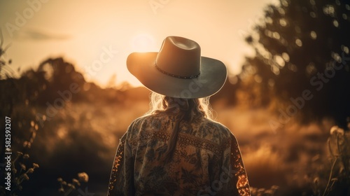 Portrait of a beautiful young woman on a farm - western style - made with Generative AI tools