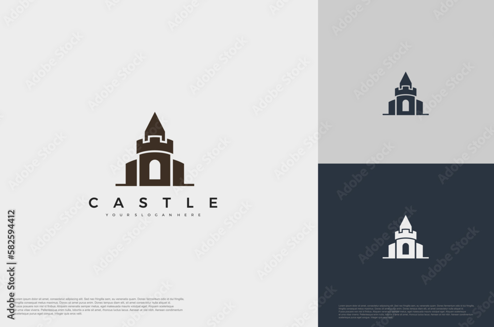 simple medieval castle Logo illustration vector design template
