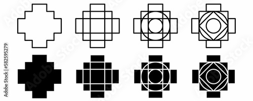 outline silhouette chakana Inca symbol.la chakana sign