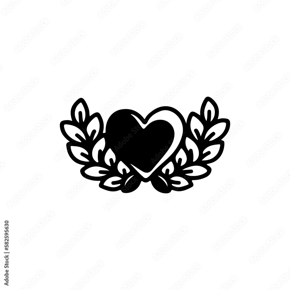 vector illustration of a heart with leaves vector illustration of a heart with leaves