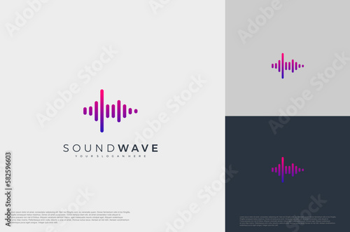 Audio beat icon illustration concept logo template flat style. Voice equalizer idea. Modern creative vector
