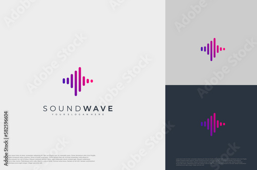 Audio beat icon illustration concept logo template flat style. Voice equalizer idea. Modern creative vector
