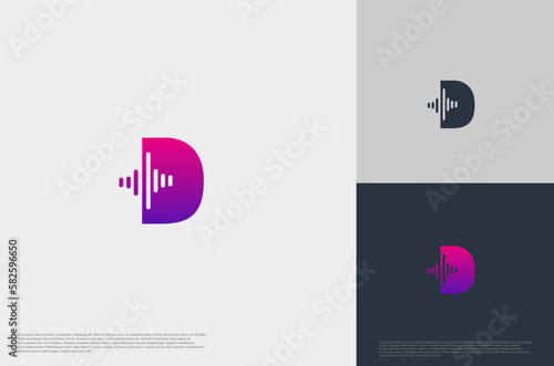 Initial D with negative beat voice equalizer icon  template flat style Modern creative logo template
