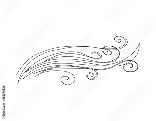 Continuous one line drawing of wind. Simple vector illustration