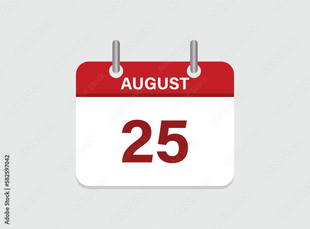 25th August calendar icon. Calendar template for the days of August ...