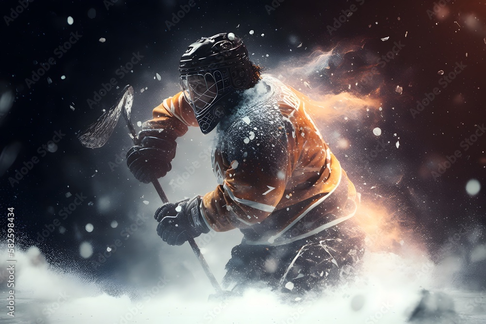 Naklejka premium Ice hockey created using AI Generative Technology